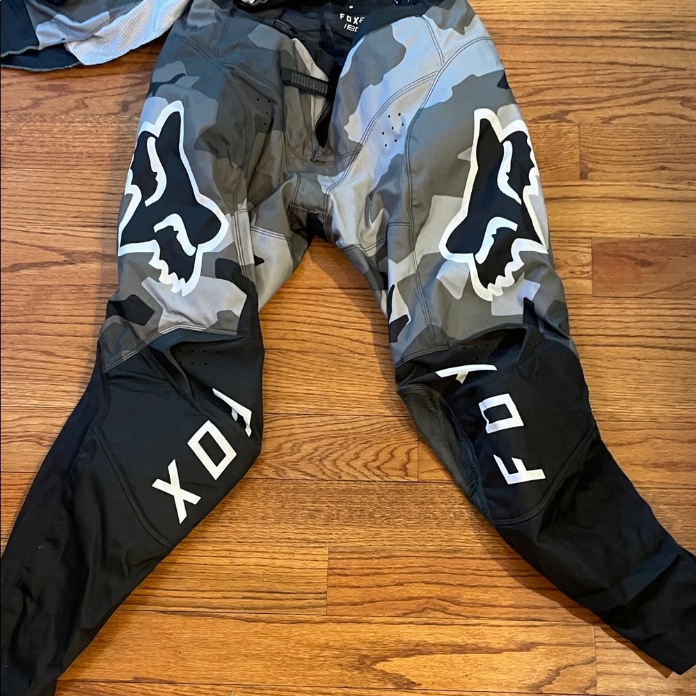 Fox Men's Black and Gray Camo dirtbike racing pants